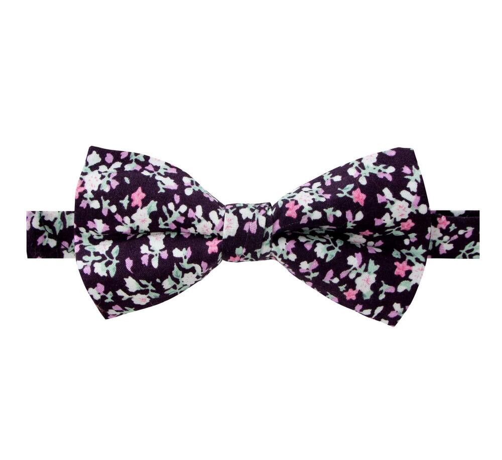 6980 Cotton Floral Print Bow Tie, 20-Purple